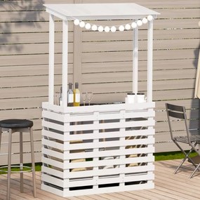 Tavolo Bar Da Esterno Con Tetto Bianco 112,5x57x195,5 Cm Legno /