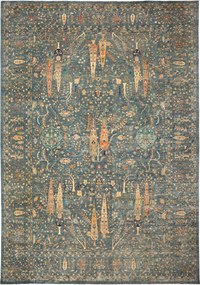 Samarkand Tappeto 300 x 430 Blu (Pakistan) Annodato A Mano