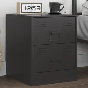 Comodino Nero 34,5x39x44 Cm İn Acciaio /