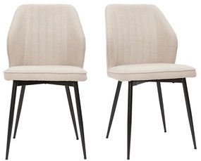 Sedie design in tessuto effetto velluto beige e base metallo nero (set di 2) FANETTE