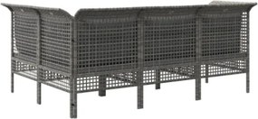 Set Divani da Giardino 4 pz con Cuscini in Polyrattan Grigio
