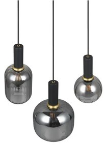 Lampadario nero con paralume in vetro Diva - Trio