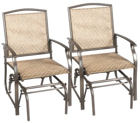 Costway Set di 2 sedie a dondolo da esterno con struttura di metallo, Sedie resistenti per cortile giardino piscina