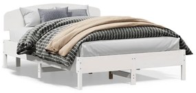 Giroletto Senza Materasso Bianco 160x200 Cm Legno Massello Pino /