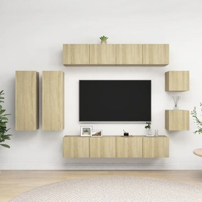 Set Di Mobili Porta Tv 8 Pz Rovere Sonoma İn Legno Multistrato /