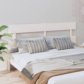 Testiera per letto bianca 204x3x81 cm in legno massello di pino
