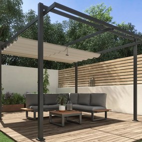 Pergola Equinox in acciaio e alluminio struttura grigio antracite L 320 x P 358 x H 245 cm