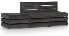 Set salotto da giardino 3 pz in legno di pino impregnato grigio