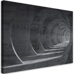 Quadro su tela, Tunnel 3D grigio  Dimensioni 100x70