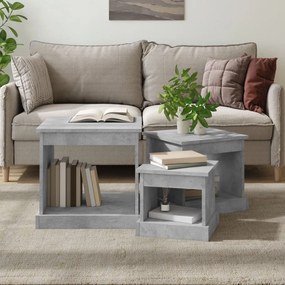 Tavolini Da Salotto 3 Pz Grigio Cemento İn Legno Multistrato /