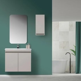 Mobile Bagno Sospeso 2 Ante Tortora L.80cm con Specchio