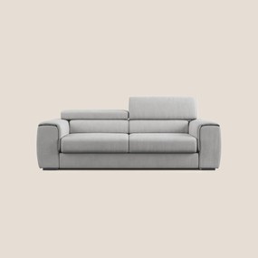 Zeno Divano con pouf estraibile poggiapiedi in tessuto morbido impermeabile T02 grigio chiaro