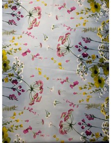 Tovaglia plastificata con stampa dipinto fiori h. 140 cm