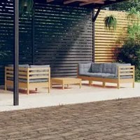 Set Divani da Giardino 6 pz con Cuscini Grigi Massello di Pino 3096111