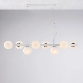 Lampadario Contemporaneo Adrian Bianco Cromo 8 Luci E14