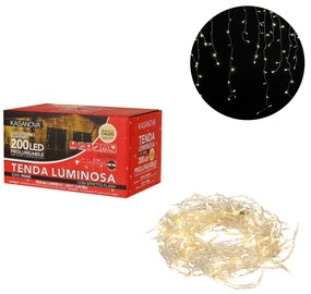 Tenda luci di Natale 200 LED estensibile bianco caldo