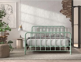 Letto singolo verde in metallo verde con rete 160x200 cm BRONXX - Vipack