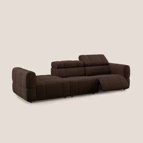 Giotto Divano con terminale e opzione relax elettrico in microfibra effetto velluto impermeabile T09 marrone