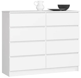 Cassettiera Credenza 120x40x100 Cm 8 Cassetti Artika Bianco Opaco