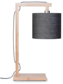 Lampada da tavolo con paralume grigio scuro e struttura in bambù Himalaya - Good&amp;Mojo