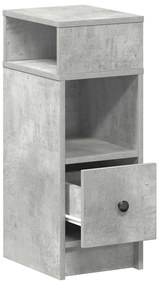 Comodini 2 pz con cassetto grigio cemento 25x31x66 cm