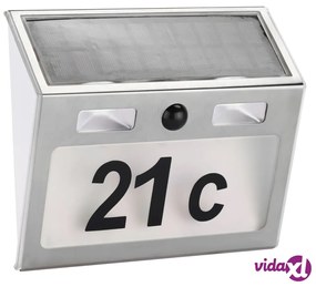 HI Numero Civico Illuminato a LED Solare Argento