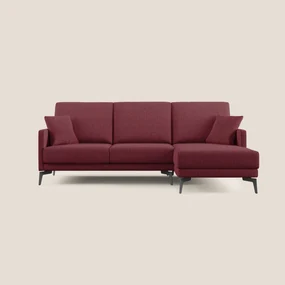 Saturno divano angolare moderno in tessuto morbido impermeabile T03 rosso 223 cm Sinistro