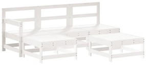 Set divani da giardino 5pz con cuscini in legno massello bianco