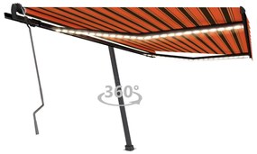 Tenda Da Sole Retrattile Manuale Led 450x350 Cm Arancio Marrone /