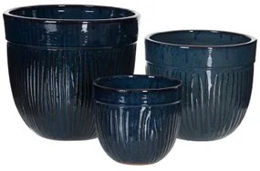Set di vasi da fiori 38 x 38 x 35 cm Ceramica Azzurro (3 Pezzi)