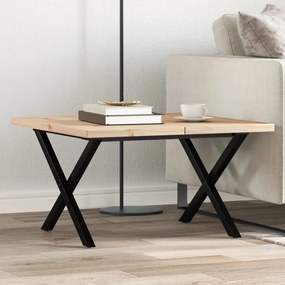 Tavolino Salotto Telaio A X 70x70x40,5 Cm Legno Pino E Acciaio /