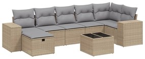 Set divano da giardino 8 pz con cuscini beige misto polyrattan