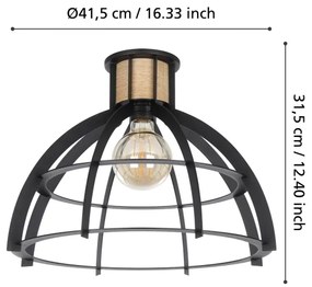 Eglo 43768 - Plafoniera STILLINGTON 1xE27/40W/230V nero