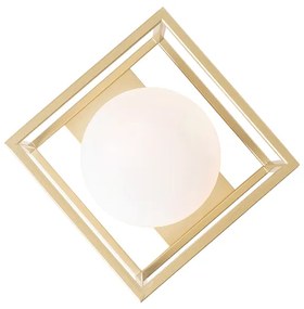 Plafoniera di design oro con vetro bianco - Aniek