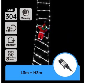 Aigostar - decorazione natalizia LED da esterno 304xLED/3,6W/230V/8 funzioni 3m IP44 bianco freddo