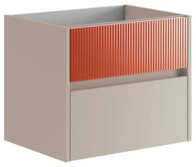 Mobile da bagno sotto lavabo Niwa sabbia frontale in vetro paprika laccato opaco L 59.5 x H 50 x P 45.5 cm 2 cassetti, lavabo non incluso