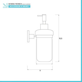 Dosatore sapone liquido a muro in vetro satinato e acciaio cromato Bora