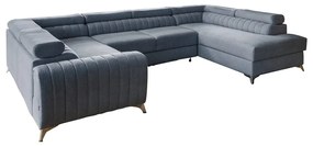 Divano angolare blu allungabile/con contenitore (con penisola a destra/a U) Louis – ELTAP