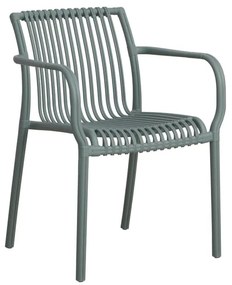 Set di 6 sedie da giardino con braccioli Athena NEW GARDEN, seduta verde salvia