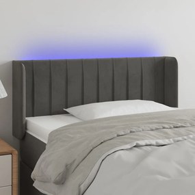 Testiera A Led Grigio Scuro 103x16x78/88 Cm İn Velluto /