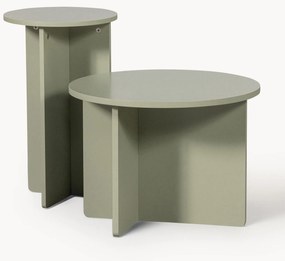 Set di 2 tavolini rotondi in legno di pino Ronny
