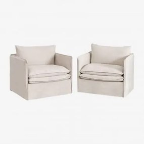 Confezione Da 2 Poltrone Grace In Lino E Cotone Tessuto Beige - Sklum