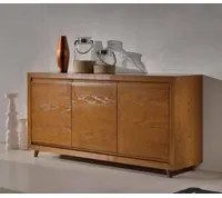 Credenza in frassino chiaro poro aperto semilucido 3 porte con con piede tornito l.179 p.46 h.87,5