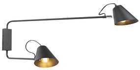 Applique da parete di design nera 2 luci orientabili - Lune
