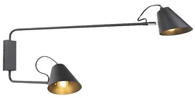 Applique da parete di design nera 2 luci orientabili - Lune