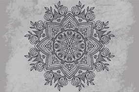 Carta da parati – Mandala con tocco antico in bianco e nero