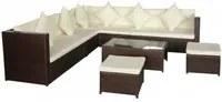 Set Divani da Giardino 8 pz con Cuscini in Polyrattan Marrone 42992