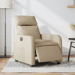 Poltrona Elettrica Reclinabile Crema İn Tessuto /
