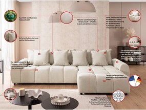 Divano angolare beige (con penisola a destra/con chaise lounge) Albane – Ropez