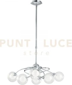 Lampadario blog cromo 6 luci attacco g9 66x111cm diffusore sferico ...